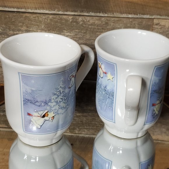 Set of Two Hallmark Coffee-Cocoa Mugs - Gourmet Gifts Christmas Snow Angels 3181 - Picture 3 of 4